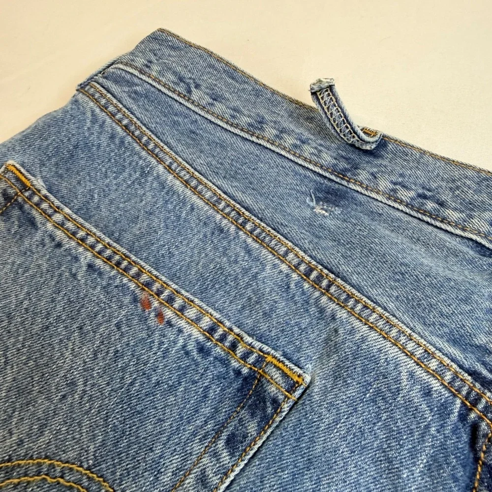 Levis 501 Mens Blue Denim Cut Off Shorts Button Fly Raw Hem Size 42 Medium Wash